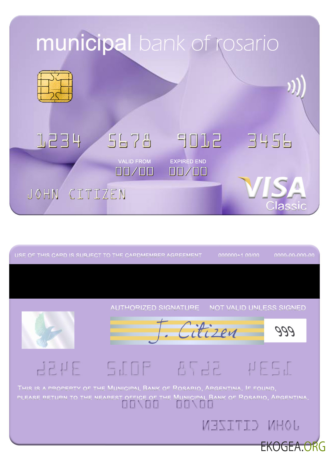 Carte visa de la Banque municipale argentine de Rosario